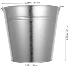 Kleiner silberner Metalleimer mit Griff, 16,5 cm tiefer Eiseneimer für Blumenarrangements und zur Aufbewahrung