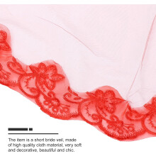 Roter Brautschleier aus Tüll und Spitze, praktisches und hautfreundliches Hochzeitsaccessoire aus Polyester