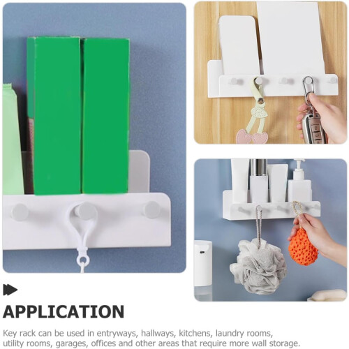Porte-clés mural blanc en polypropylène solide, rangement supplémentaire pour clés 2