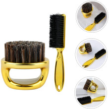 Barber Neck Brush and Finger Ring Brush Set, Gold-plated Beard and Hair Cleaning Tools for Men