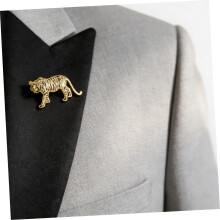 Broșă elegantă cu tigru auriu pentru rever, accesoriu pentru guler de haină din aliaj de zinc