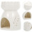 Keramische aromatherapiebrander met wit bladmotief. 7