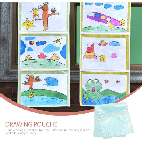 Malbeutel für den Kindergarten, A4-Format, horizontal, 3 Fächer, blau