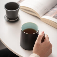 360-ml-Keramik-Kaffeebecher mit Teesieb, großer Keramik-Wasserbecher und Holzgriff