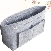 Portable Felt Organizer Makeup Bag Handbag Large Capacity for Vacation and Sundries Storage Grey