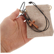 Holzkreuz-Halskette, kleiner Holzkreuz-Anhänger für Männer, Frauen und Paare, religiöser Gebetsschmuck