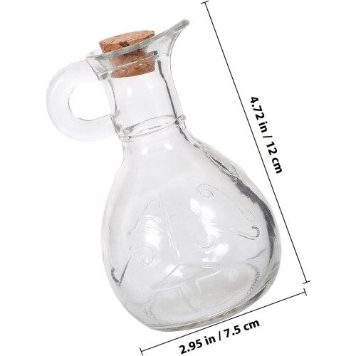 Γυάλινο μπουκάλι λαδιού 200ml μικρό δοχείο λαδιού με λαβή και πώμα από φελλό 1