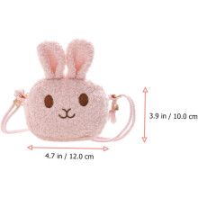 Tragbare, pinkfarbene Mini-Handtasche für Mädchen mit Cartoon-Hasenmotiv, mittlerem Fassungsvermögen und aus synthetischem Material