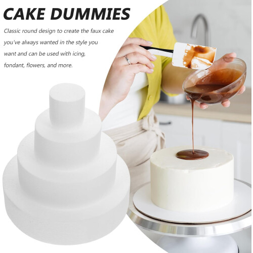 4pcs Foam Cake Models Cake Decorating Props White Round Creative Lightweight 2