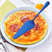 Kuchenschaufel aus Edelstahl 304 mit gezackter Kante und ergonomischem Design, blau