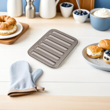 6 Pack Cake Mold for Baking Long Strip Finger Cake Pan Carbon Steel Oven Safe Reusable Golden Non-Stick Bakeware for Home Baking