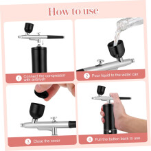 Draadloze airbrushset met USB-oplaadkabel, zwarte elektrische airbrush voor nail art en make-up.