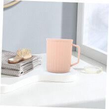 Plastic Tumbler Toothbrush Cup for Bathroom, Large Capacity Sturdy Pink Brushing Mug