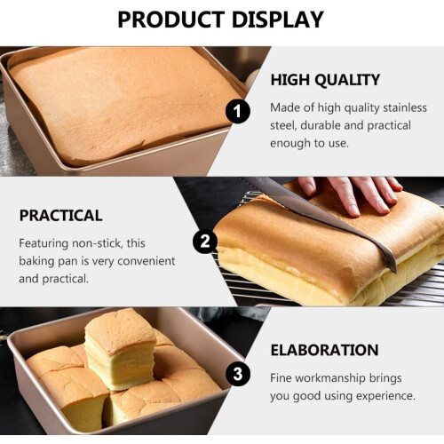 Non-Stick Cake Pan Square Baking Pan Stainless Steel Uniform Heating Easy to Clean Practical Bakeware 2