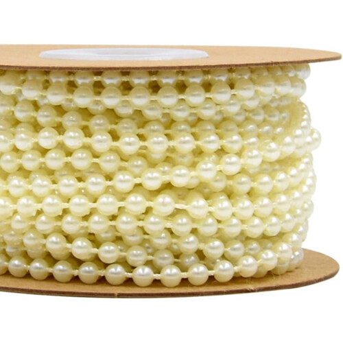 4mm Beige Cotton Thread Plastic Beads String 10m Roll DIY Beads Chain Garland 1