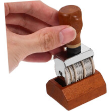 Manilha de madeira Rolo de estampador de data ajustável Mini selo portátil do escritório