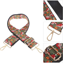 Justerbar tykk jacquard-skulderrem til dame i oransje, blomstermønster i etnisk stil for crossbody-vesker