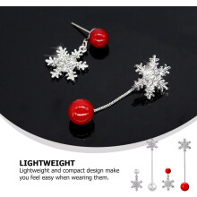 Pearl Earrings Drop Sterling Silver 925 Snowflake Tassel Dangling Eardrops Set