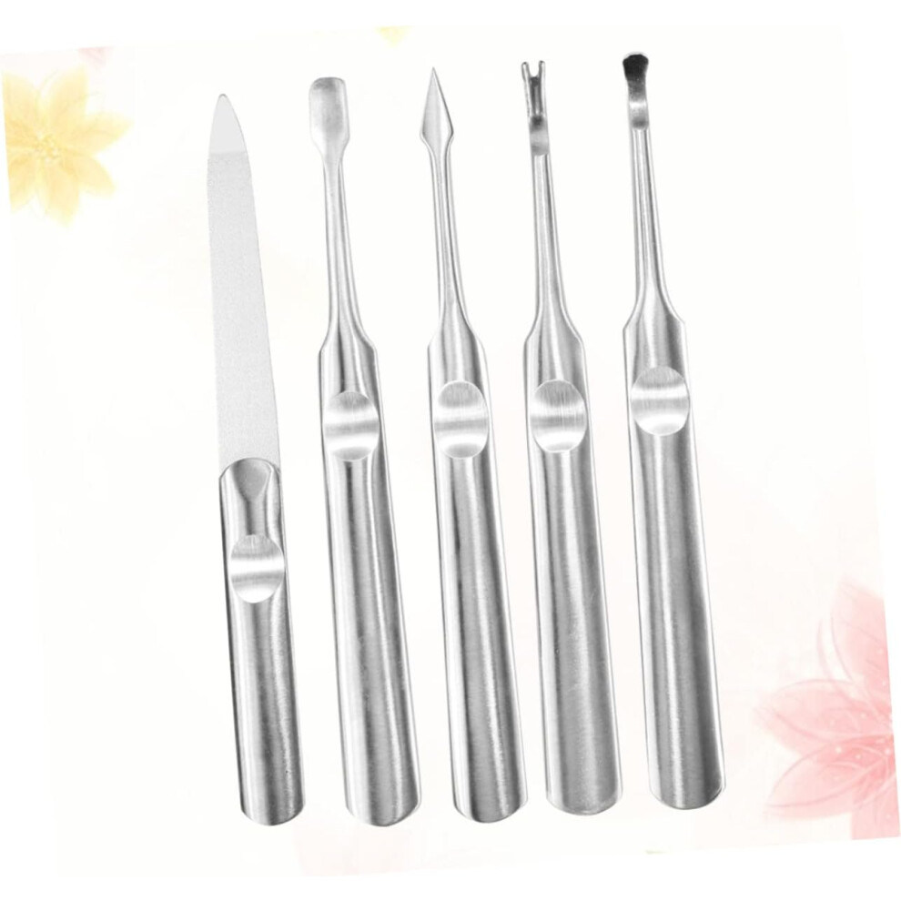 Hkhbjs 5Pcs Manicure Set Nail Care Tools Cuticle Remover Dead Skin Fork Nail File Professional Personal Use