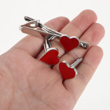 Herzförmige Krawattenklammer und Manschettenknöpfe aus Legierung – romantischer Schmuck zum Hochzeitstag für Herrenhemden