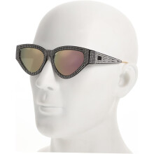 Gafas de sol triangulares de cristal con diamantes de imitación para mujer, montura de metal negro.