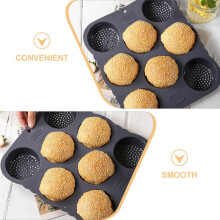 8-Cavity Silicone Hamburger Mold Multi-Grid Burger Pan Round Non-Stick Smooth Design