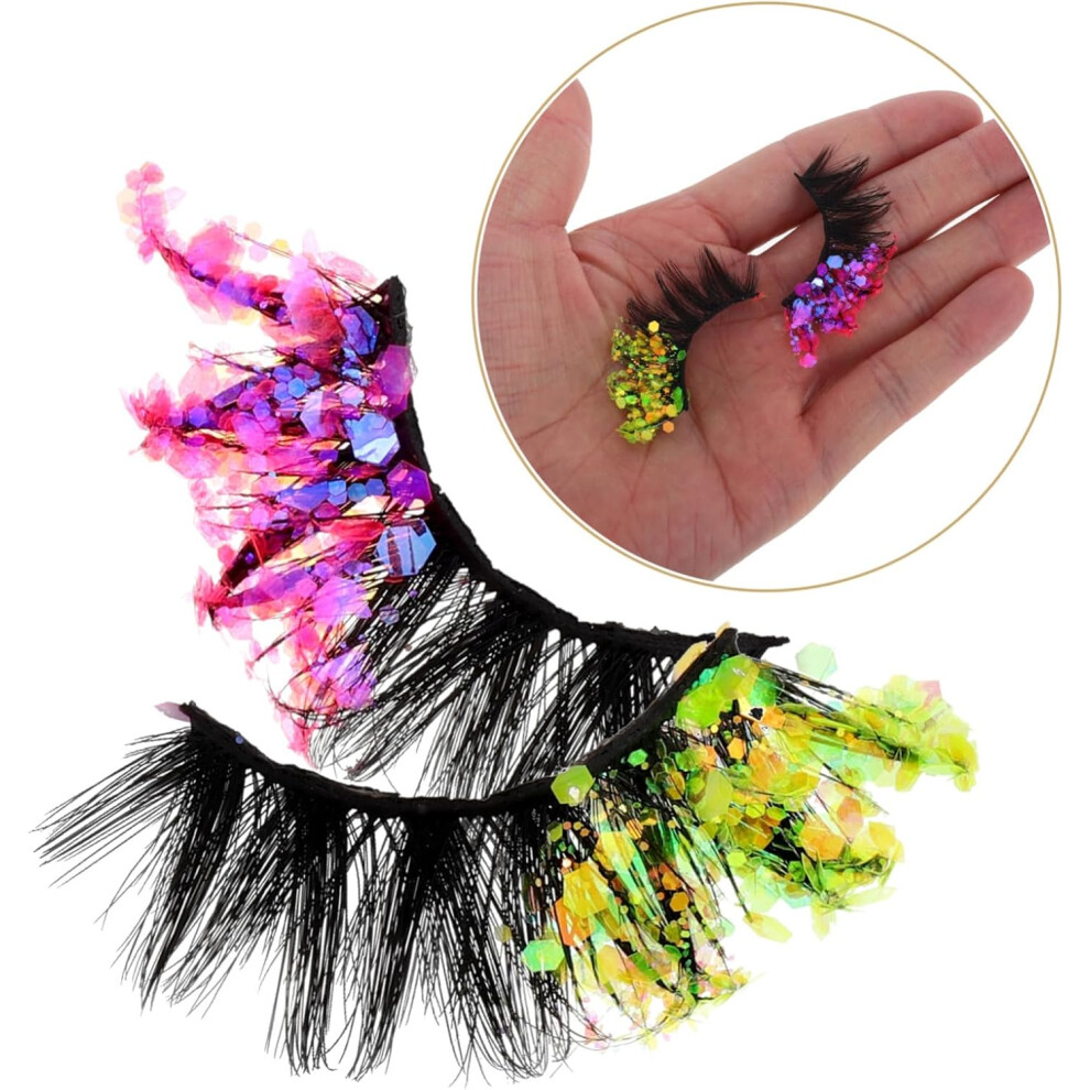 Hkhbjs Sequin False Eyelashes Of Shiny Fluorescent Fake Lashes