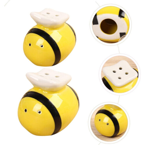 Salt and Pepper Shakers and Compact Spice Shaker Set Ceramic 2pcs with Design 2