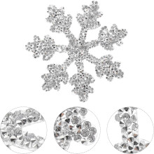 Glitter Rhinestone Snøfnugg Strykelapp 9,5 cm Sølv Krystall Applikasjon til Klesdekorasjon