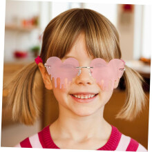 par de gafas de sol con forma de corazón para mujer, elegantes gafas de fiesta sin montura, ligeras, con diseño de amor.