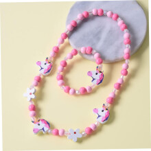Einhorn-Halskette und Armband-Set für Jungen und Mädchen, Schmuck aus Holzperlen