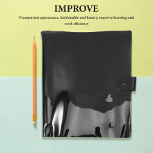 A4 Black 4-Hole PVC Loose Leaf Notebook Binder with Snap Button Closure