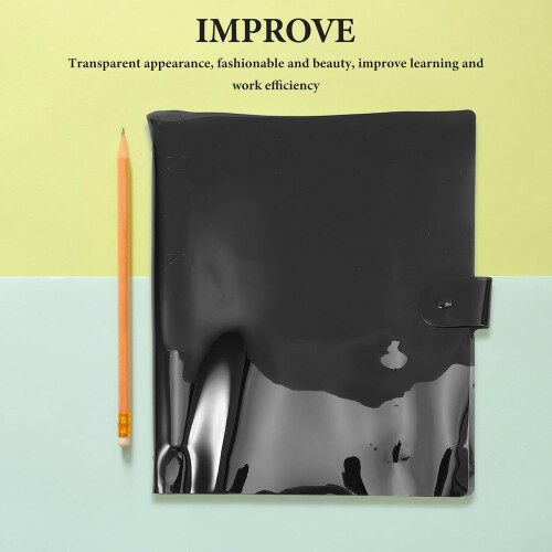 A4 Black 4-Hole PVC Loose Leaf Notebook Binder with Snap Button Closure
