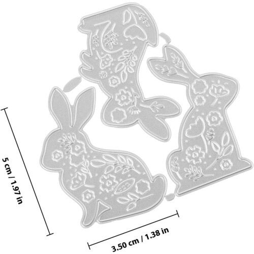 Oster-Prägeschablone aus Kohlenstoffstahl, 75 x 78 mm, silberner Hase 1