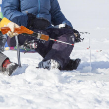 Caña de pescar de hielo de 50 cm, sólida, con punta blanda, telescópica, para invierno y clima frío.