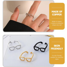 Verstellbarer, offener Mini-Brillenring für Damen und Herren, Statement-Schmuck im Brillen-Stil