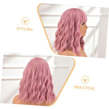Charming Wig with Air Bangs Short Curly Bob Cosplay Hairpiece