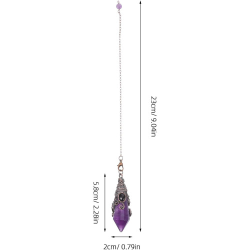 Amethyst Pendulum Crystal Hexagonal Point Natural Stone Hanging Ornament 1