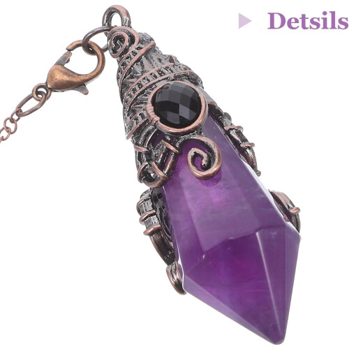 Amethyst Pendulum Crystal Hexagonal Point Natural Stone Hanging Ornament 2