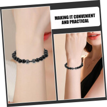 Brățară cu mărgele negre pentru bărbați, gantere, greutate, brățară, bijuterii pentru sală de fitness pentru bărbați, decorare cu mărgele