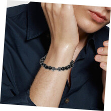 Schwarzes Herren-Perlenarmband, Hantelgewicht-Armband, Fitness-Schmuck für Männer, Perlenverzierung