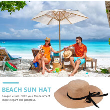 Faltbarer Damen-Sonnenhut aus Stroh mit Schleife, 55–58 cm, verstellbare breite Krempe, ideal als Sonnenschutz für Strand und Sommer.