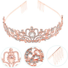 Coroa de Aniversário de Cristal Tiara para Mulheres e Acessório de Cabelo Elegante Coroa da Noiva
