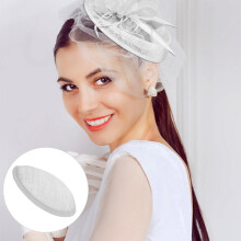 Base para sombrero de sinamay en forma de lágrima, 2 unidades, base para tocado, blanco y negro, suministros para sombrerería DIY.