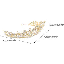 Tiara elegantă în stil baroc, coroană strălucitoare, coafură de mireasă pentru mireasă, design confortabil, croială