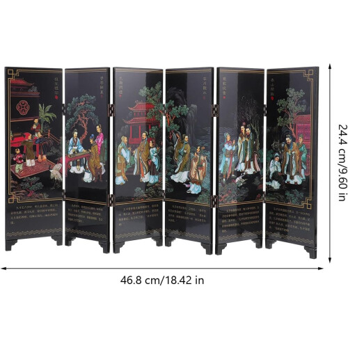 Foldable Traditional Chinese Style Wooden 4-Panel Small Folding Screen for Room Decorations 1