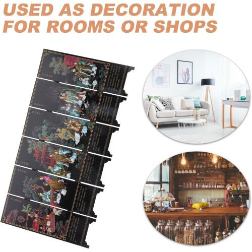 Foldable Traditional Chinese Style Wooden 4-Panel Small Folding Screen for Room Decorations 2