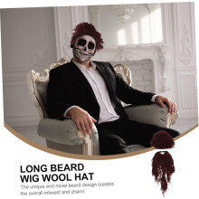 Funny Fake Hair Hat Realistic Cosplay Beard Wig for Masquerade and Party Props Creative Novelty Accessory
