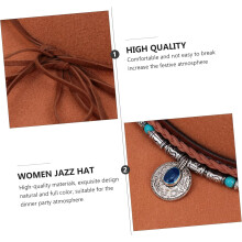 Chapéu de jazz de lã Estilo britânico Fedora Cap com fivela de couro Caqui Retro Flat-Edge Ladies Inverno Felt Chapéu