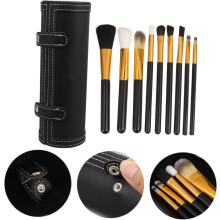 Kosmetikpinsel-Tasche, Organizer-Etui für Kosmetikartikel, schwarzes Leder